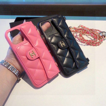 シャネル CHANEL 2025年最新入荷 スマートフォンケース iphone用カバー 携帯ケース カード入れ チェーン付き