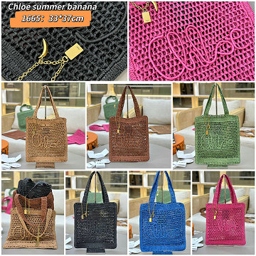 商品名称：クロエ CHLOE 99-CLE1665BQT  2025年最新入荷 ラフィア製 SUMMER BANANA トートバッグ レディース