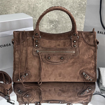 バレンシアガ BALENCIAGA GH-BA0622RSK 2025年新作 LE CITY ラージ トートバッグ ハンドバッグ スエード レディース