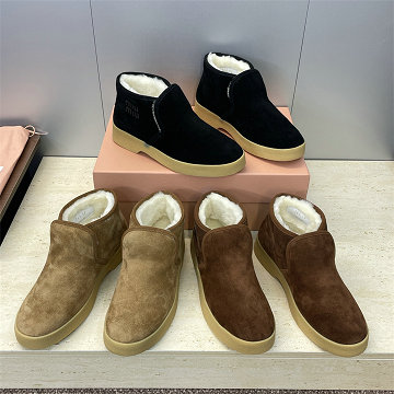 商品名称：ミュウミュウ MIUMIU 26-MMJ25008R 2025年新作 アンクルブーツ フラットシューズ スノーブーツ