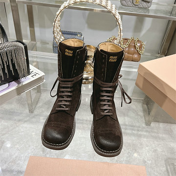ミュウミュウ MIUMIU26-MMJ25009  2025年新作 マーティンブーツ レースアップシューズ フラットシューズ レディース