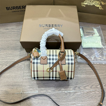 商品名称：バーバリー BURBERRY 2025年新作 ミニ チェック ボウリングバッグ トートバッグ ハンドバッグ 2way ショルダーバッグ レディース