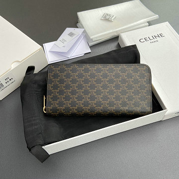 セリーヌ CELINE 2025年新作 10l552 ジップウォレット ファスナー長財布 トリオンフキャンバス カーフスキン