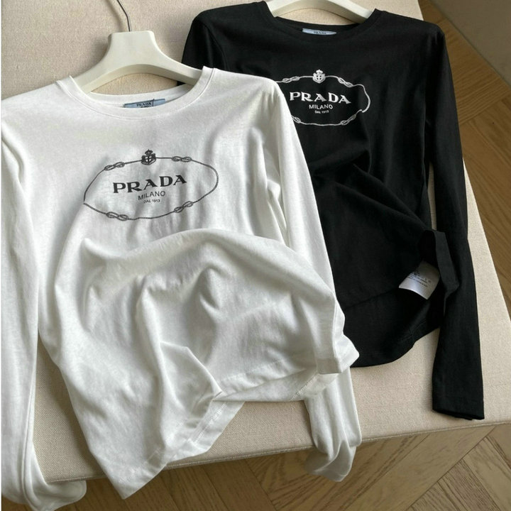 商品名称：プラダ PRADA 2026年 レディース ロングスリーブ Tシャツ 長袖 シンプル おしゃれ カジュアル デイリーコーデ トップス