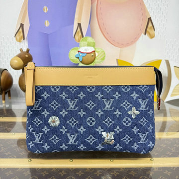 ルイヴィトン LOUISVUITTON 2026年 M27559 ポシェット ヴォワヤージュ スープル クラッチバッグ モノグラム フラワー デニム
