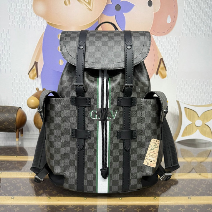 商品名称：ルイヴィトン LOUISVUITTON 2026年 P01969 クリストファー MM モン モノグラム バックパック メンズ リュックサック ダミエ グラフィット キャンバス