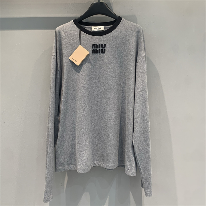 ミュウミュウ MIUMIU 2026年 ロングスリーブ Tシャツ クルーネック カジュアル レディース