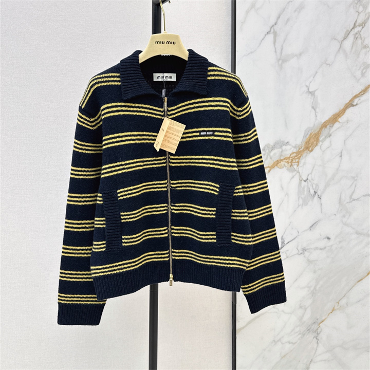 ミュウミュウ MIUMIU 2026年 カーディガン ニット コート 長袖 セーター クルーネック カジュアル レディース