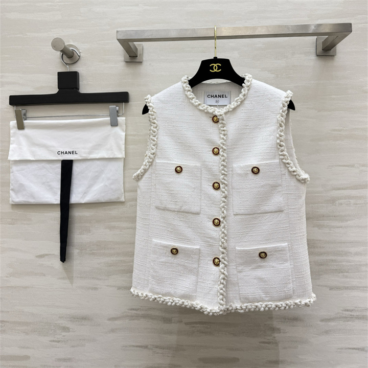 シャネル CHANEL 2026年 ショート丈 ジャケット ノースリーブ トップスコート カジュアル