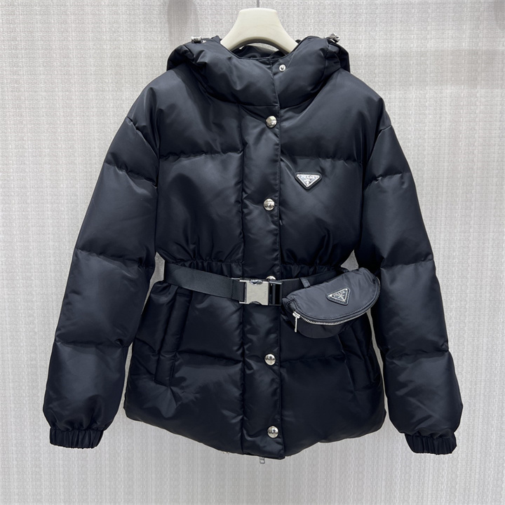 商品名称：プラダ PRADA 2026年 ショート丈 ダウンジャケット ロングスリーブ アウターコート フード付き