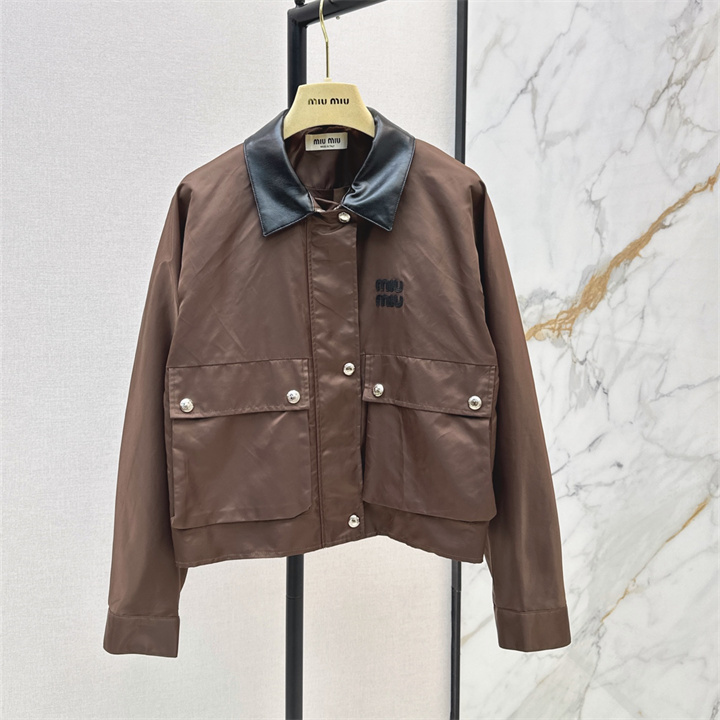 商品名称：ミュウミュウ MIUMIU 2026年 レザージャケット ロングスリーブ アウターコート レディース