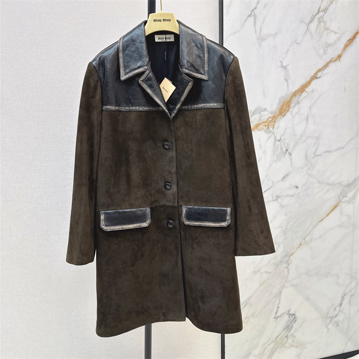 ミュウミュウ MIUMIU 2026年 ロング丈 ジップジャケット ロングスリーブ アウターコート レディース
